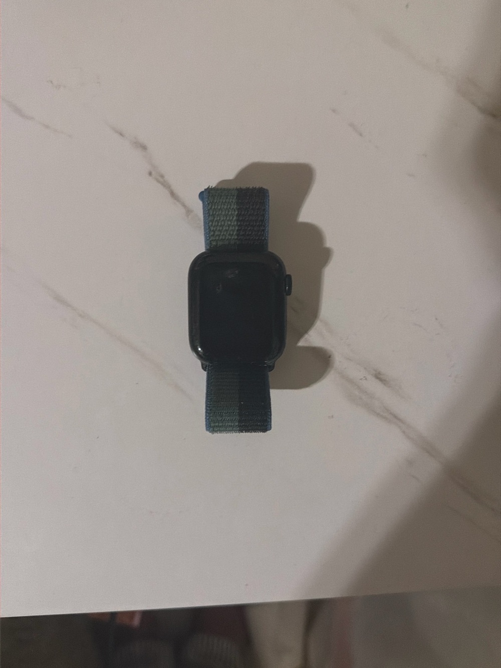 Smartwatch with Green Nylon Sport Loop Band
